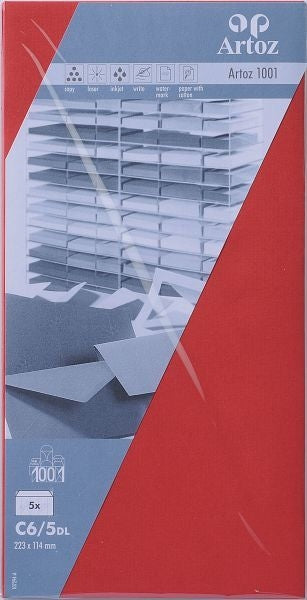 Artoz Couvert C5/6, rot, 100 g/m² – Artoz – 5 Stk.