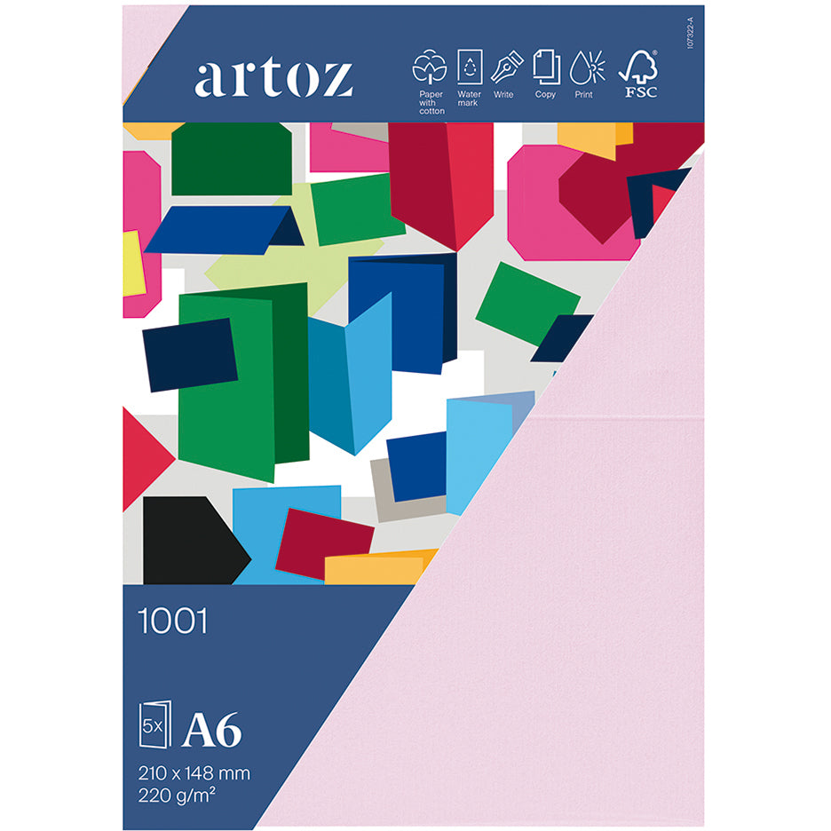 Artoz Klappkarten-Set – A6, Karton 220 g/m², Karten 1001, Kirschblüte – 5 Stk