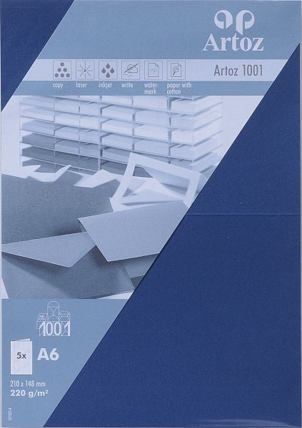 Artoz Brief-/Doppelkarten – 105 × 148 mm – Karton, blau, 220 g/m² – hochdoppelt – 5 Karten