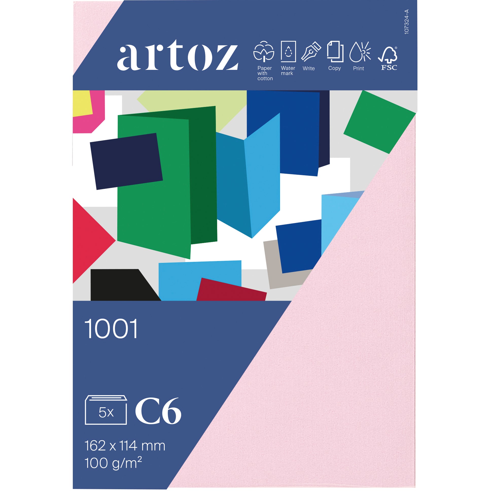 Artoz Couvert C6, ohne Fenster, Haftklebung, Kirschblüte, 100 g/m² – 5 Stk.