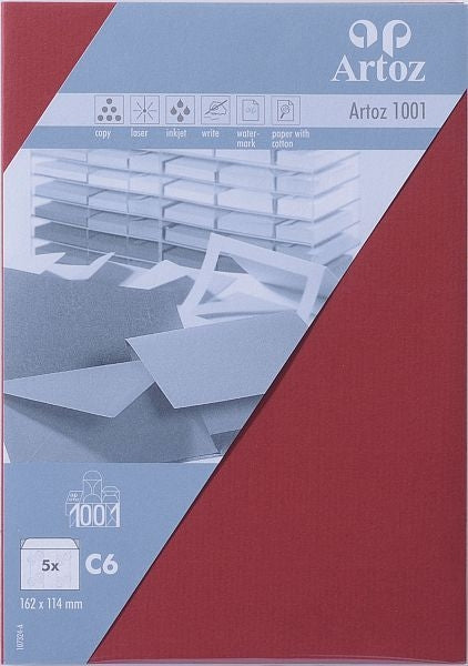 Artoz Couvert C6, weinrot, 100 g/m² – 5 Stk.