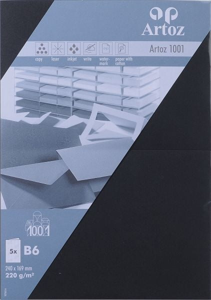 Artoz Klappkarten-Set – B6, Karton 220 g/m², Schwarz – 5 Stk