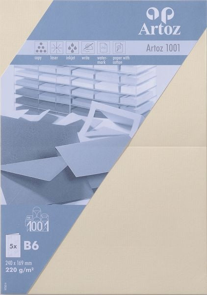 Artoz Klappkarten-Set – B6, 220 g/m² Papier, Chamois – 5 Stk