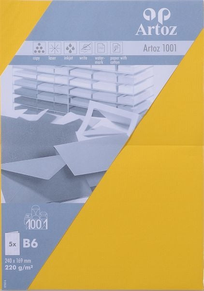 Artoz Klappkarten-Set – B6, Karton 220 g/m², Sonnengelb – 5 Stk