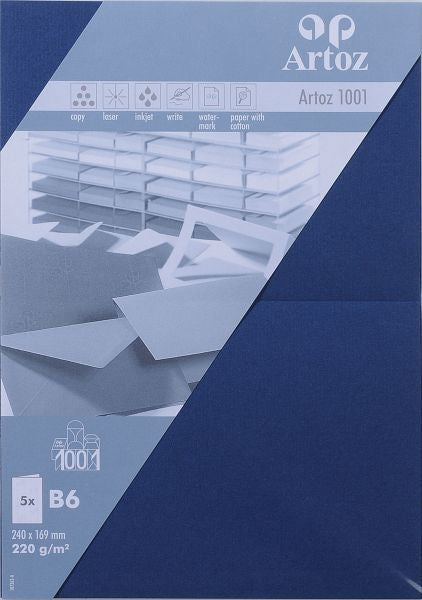 Artoz Brief-/Doppelkarten – 183 × 271 mm – Karton, blau, doppelt – 220 g/m² – 5 Karten (5 Blatt)