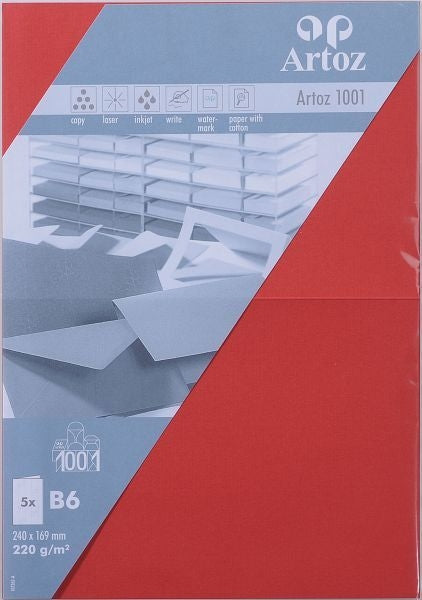 Artoz Klappkarten-Set – B6, 220 g/m², rot – 5 Stk