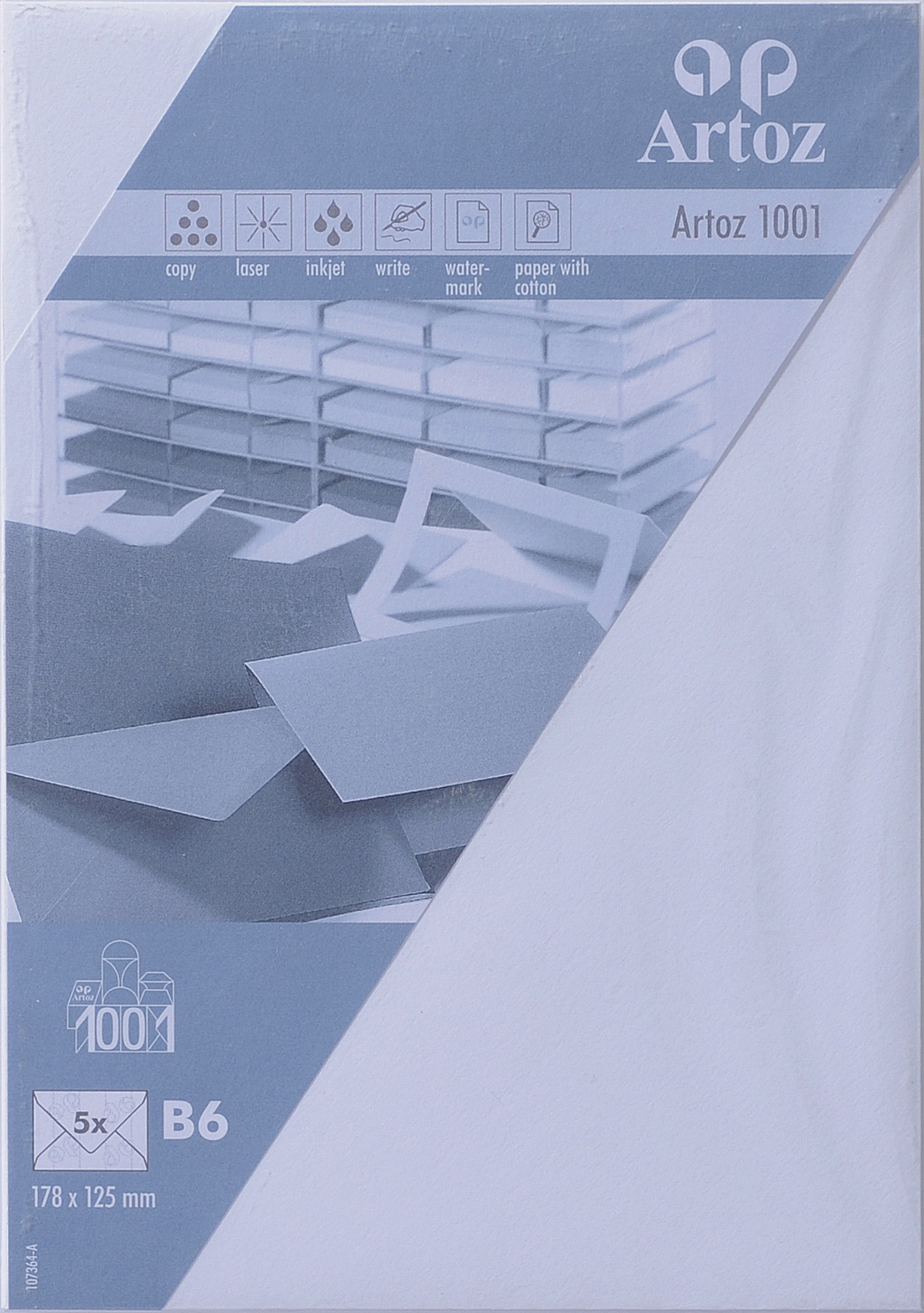 Artoz Couvert B6, blütenweiss, 100 g/m² – 5 Stk.
