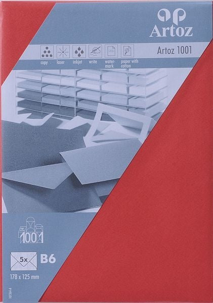 Artoz Couvert B6, rot, 100 g/m² – Artoz – 5 Stk.
