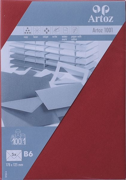 Artoz Couvert B6, weinrot, 100 g/m² – Artoz – 5 Stk.