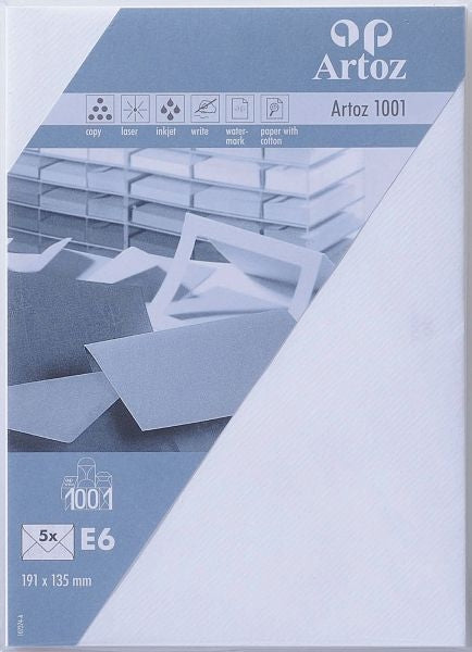 Artoz Couvert 135 × 191 mm, ohne Fenster, weiss, 100 g/m²