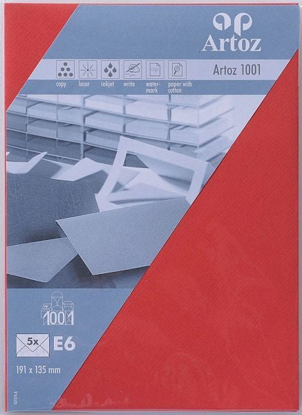Artoz Couvert 135 × 191 mm, ohne Fenster, rot, 100 g/m²