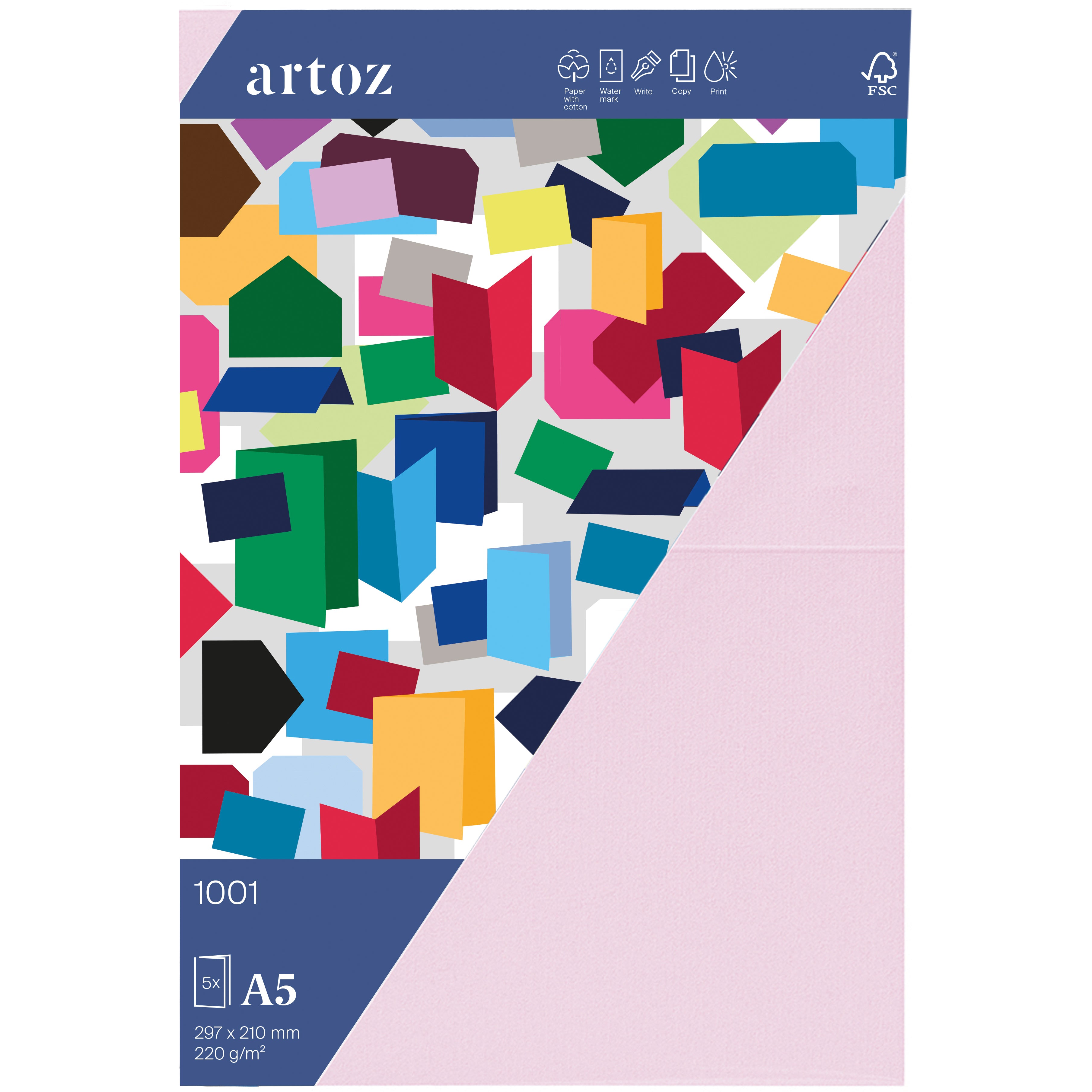 Artoz Klappkarten-Set – A5, Karton 220 g/m², 1001, Kirschblüte – 5 Stk