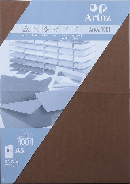 Artoz Brief-/Doppelkarten – 148 × 210 mm – Karton, braun – doppelt – 220 g/m² – 5 Karten