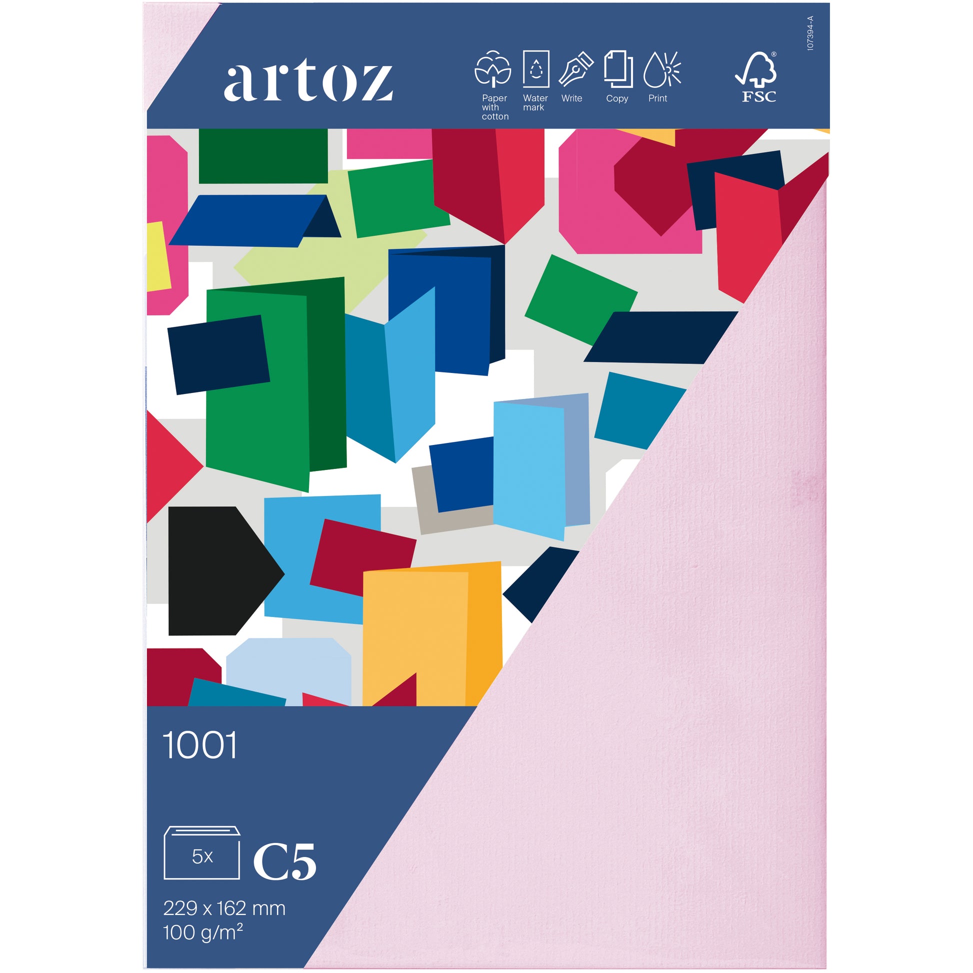 Artoz Couvert C5, Haftklebung, Kirschblüte, 100 g/m² – 5 Stk.