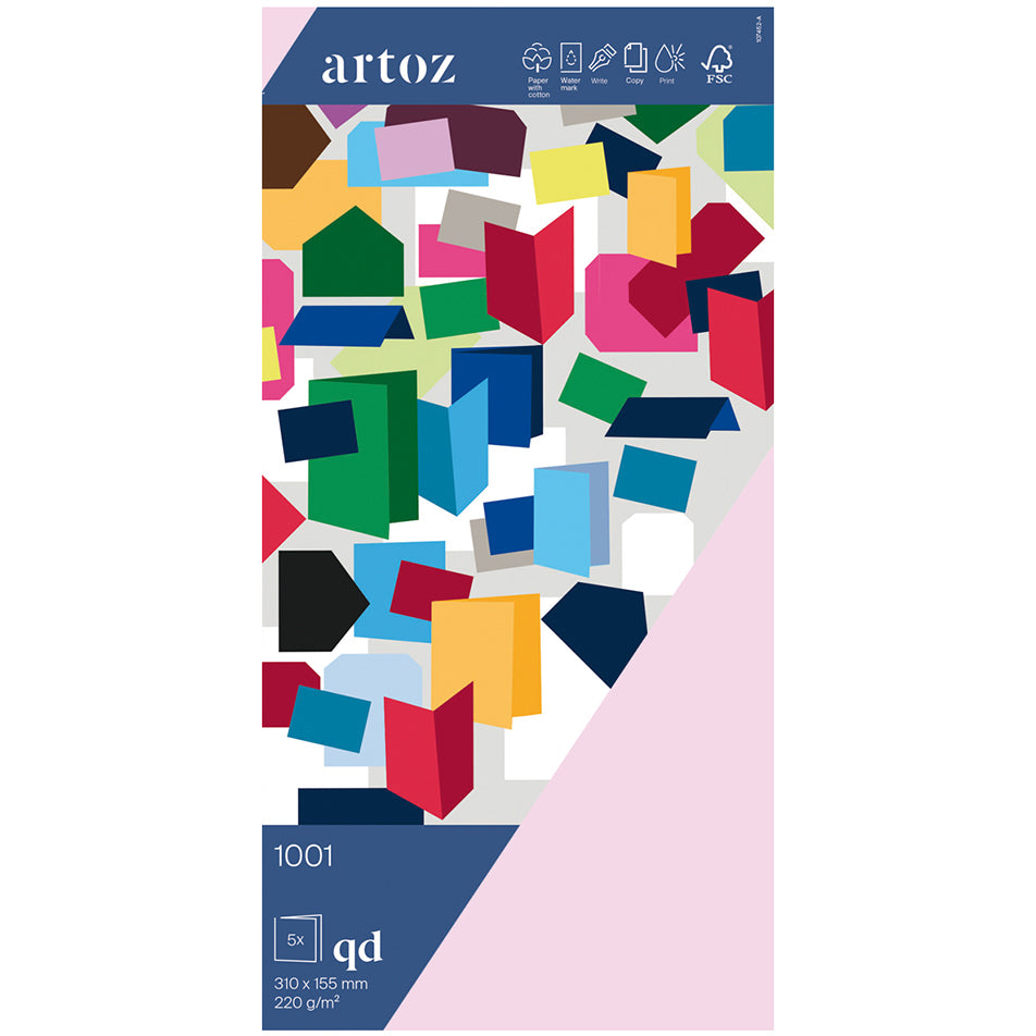 Artoz Brief-/Doppelkarten – 310 × 155 mm – Karton, Kirschblüte, mit Falzrille – 220 g/m² – 5 Stück