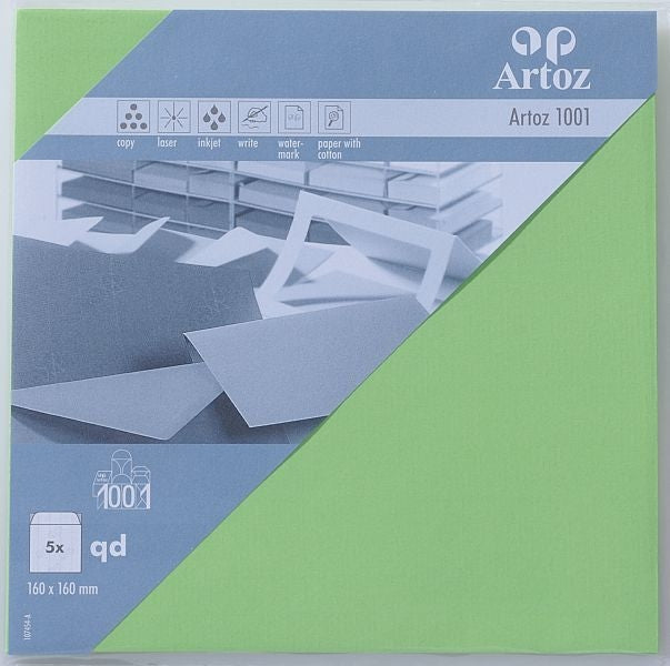 Artoz Couvert 160 × 160 mm, ohne Fenster, grün, 100 g/m²