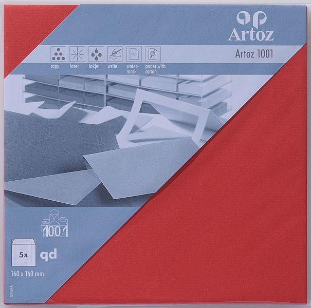 Artoz Couvert 160 × 160 mm, ohne Fenster, rot, 100 g/m²