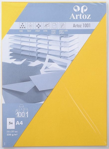 Artoz Grusskarten – A4, Papier 220 g/m², Sonnengelb – 5 Stk