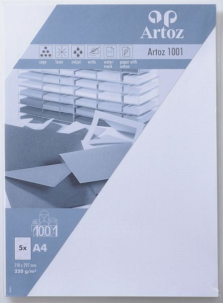 Artoz Grusskarten – A4, Edelkarton 220 g/m², Blütenweiss – 5 Stk