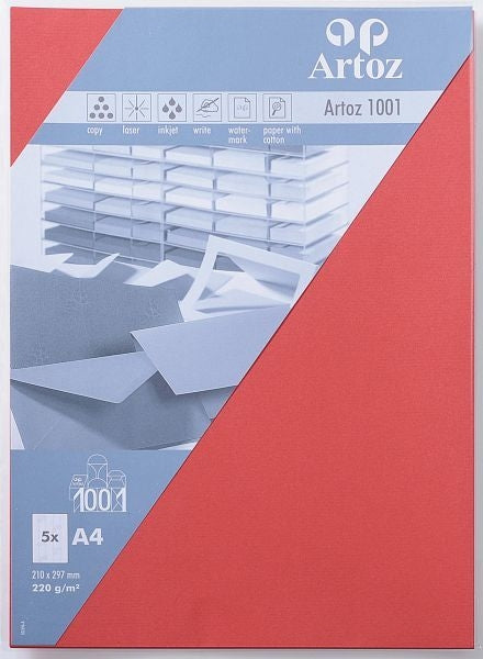 Artoz Grusskarten – A4, Papier 220 g/m², Rot – 5 Stk