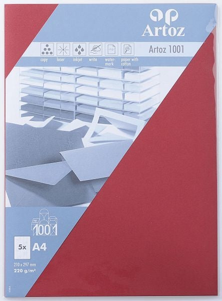 Artoz Grusskarten – A4, Papier 220 g/m², Weinrot – 5 Stk