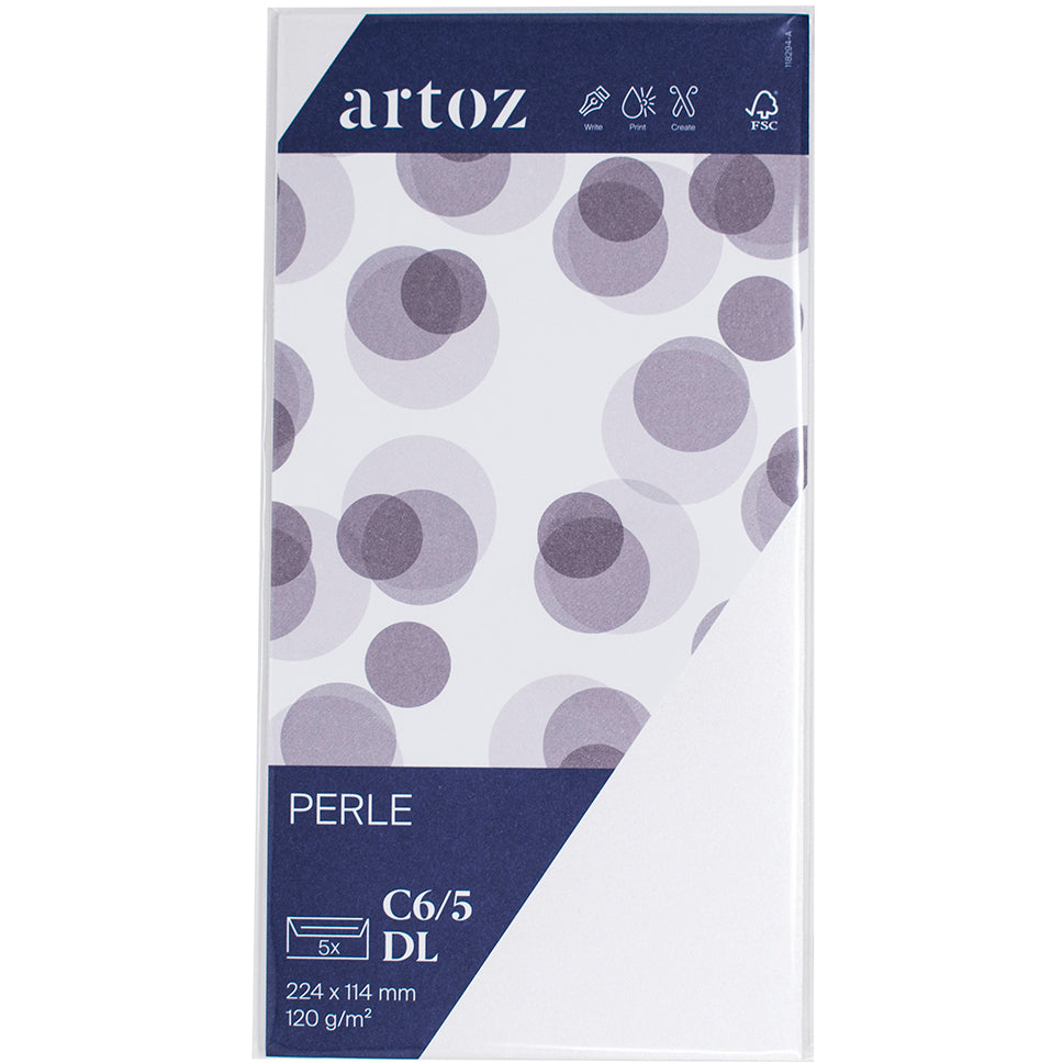 Artoz Couvert C5/6, Selbstklebend, weiss, 120 g/m², Perle – 5 Stk.