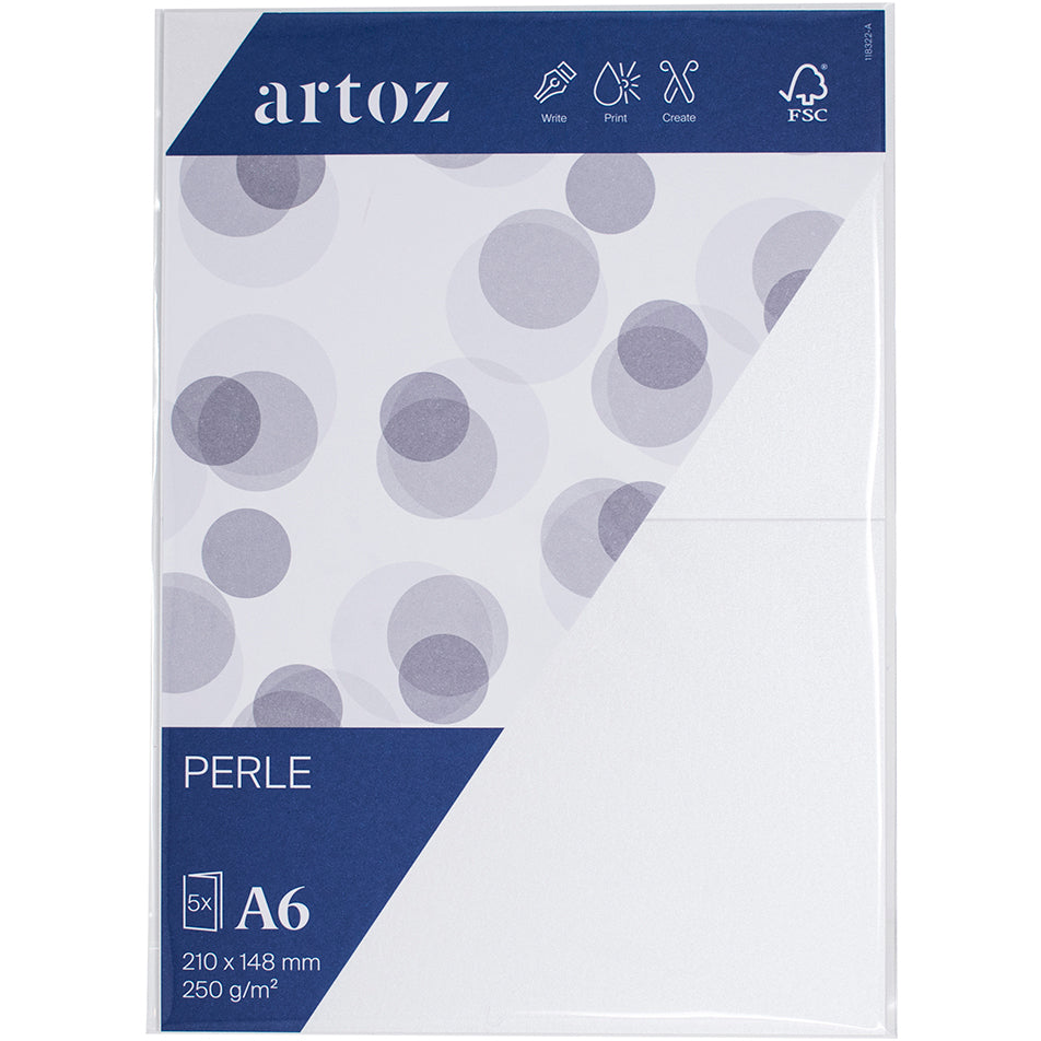 Artoz Klappkarten-Set – A6, Edelkarton 250 g/m², Weiss – 5 Stk