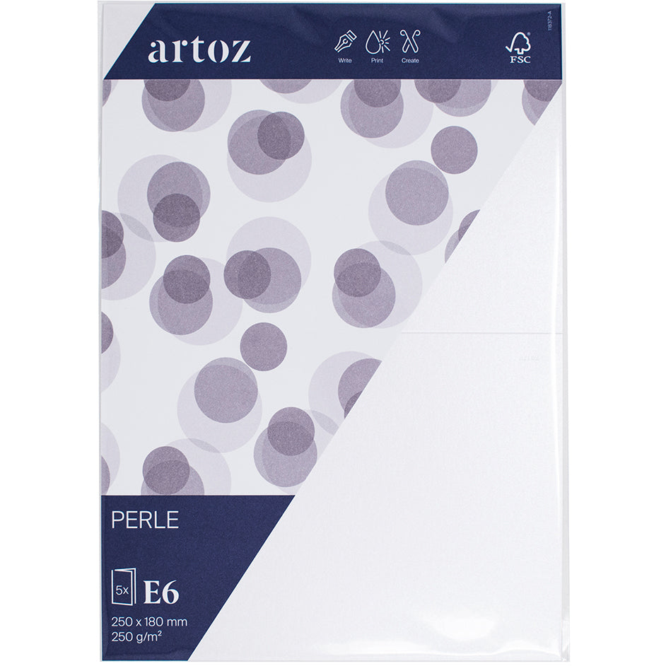 Artoz Klappkarten-Set – 170 × 240 mm, Karton 250 g/m², Perle, Weiss – 5 Stk