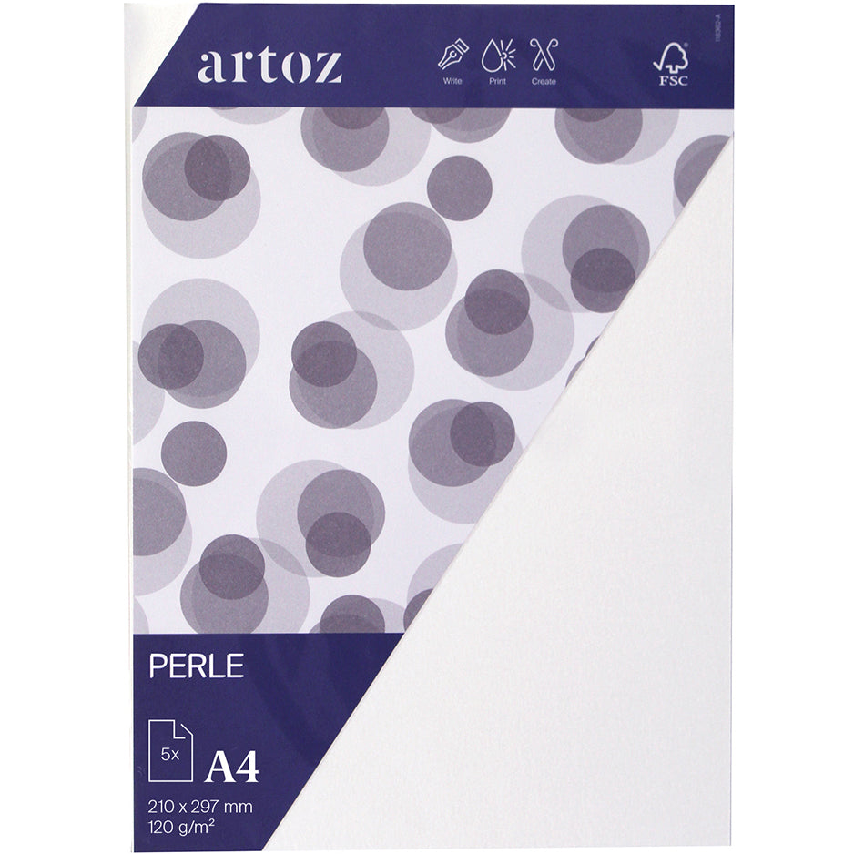 Artoz Design-Papier, satiniert, weiss, A4, 120 g/m², beidseitig, 5 Blatt, FSC