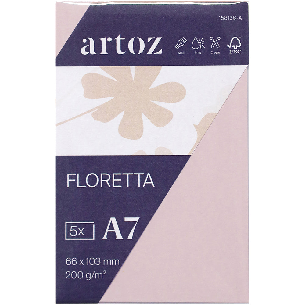 Artoz Floretta Visitenkarten – 70 × 105 mm, 200 g/m², hellrosa, 5 Karten