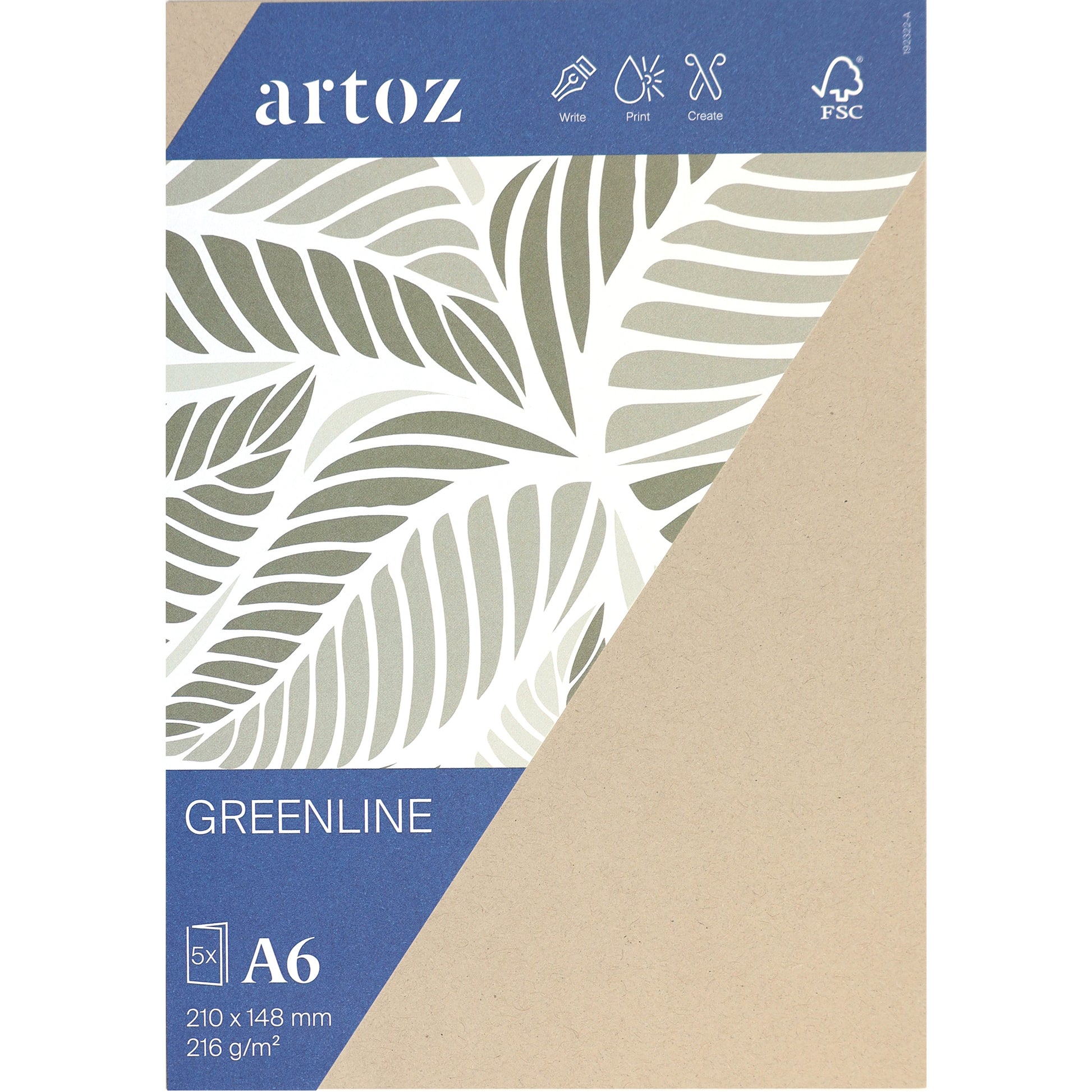 Artoz Klappkarten-Set – A6, Karton 215 g/m², desert – 5 Stk