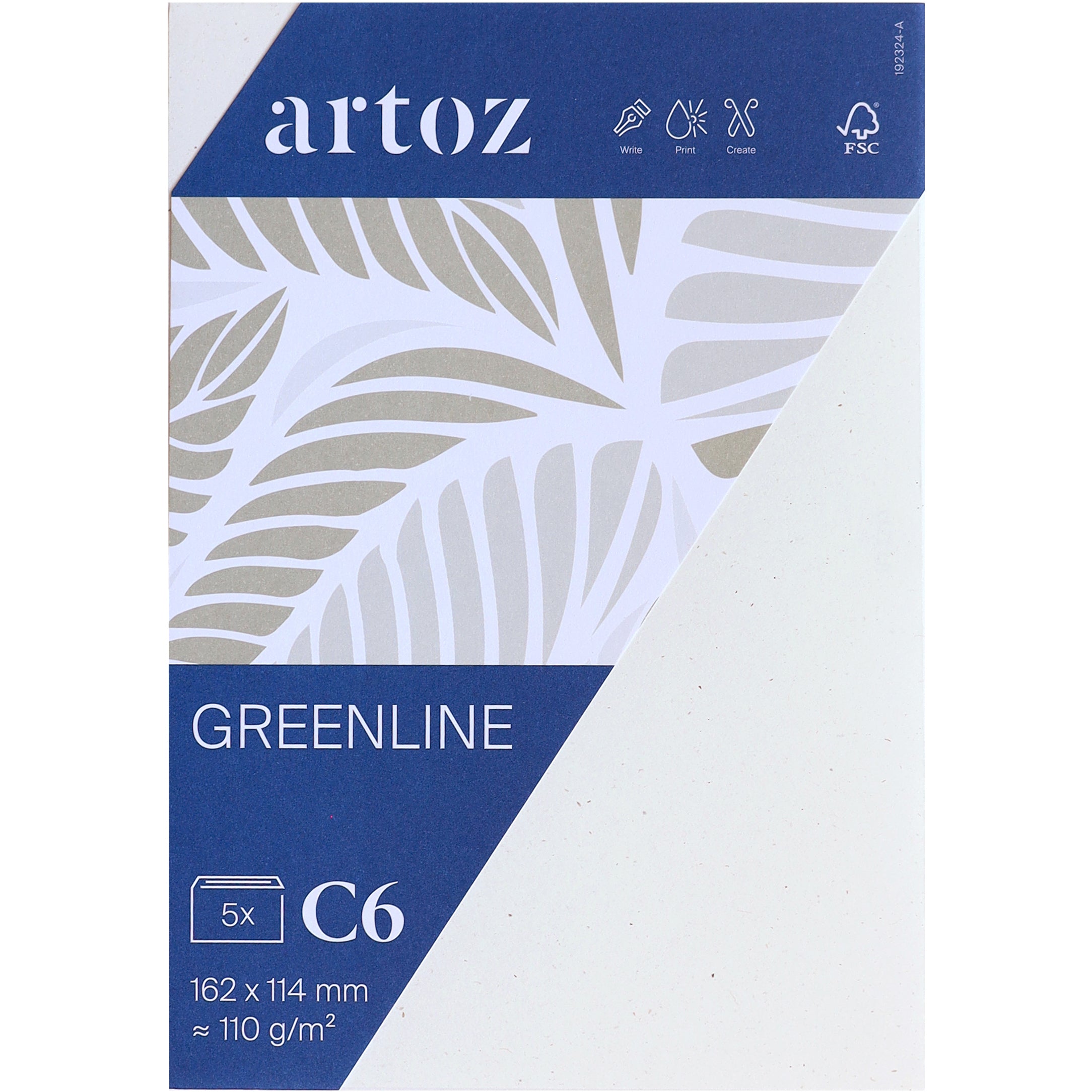 Artoz Couvert C6, Haftklebung, Birke, 120 g/m², Greenline Recyclingpapier – Artoz – 5 Stk.