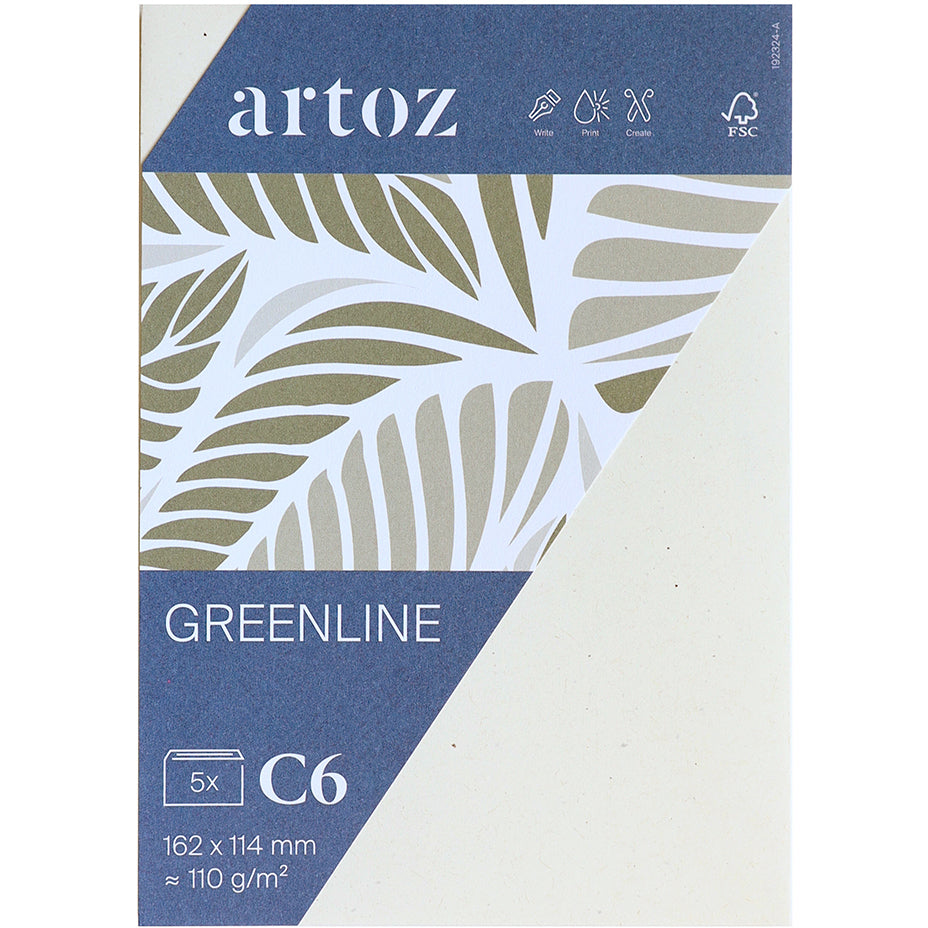 Artoz Couvert C6, ohne Fenster, Haftklebung, Tortilla, 120 g/m², Greenline Papier – Artoz – 5 Stk.