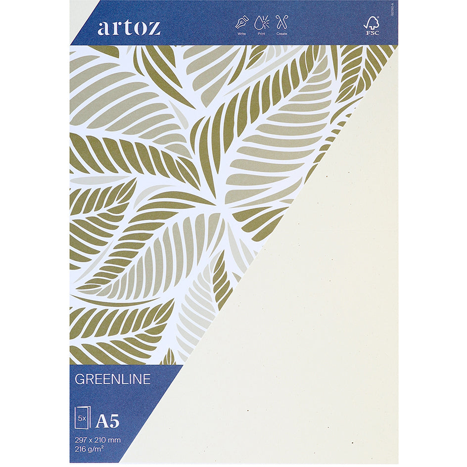 Artoz Klappkarten-Set – A5, Karton 215 g/m², Green Line, tortilla – 5 Stk