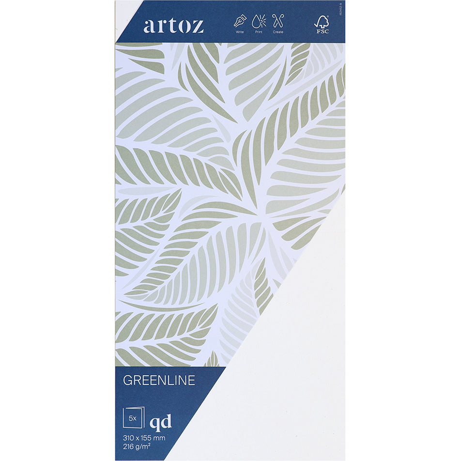 Artoz Klappkarten-Set – 315 × 156 mm, Karton 215 g/m², Greenline, Birke – 5 Stk