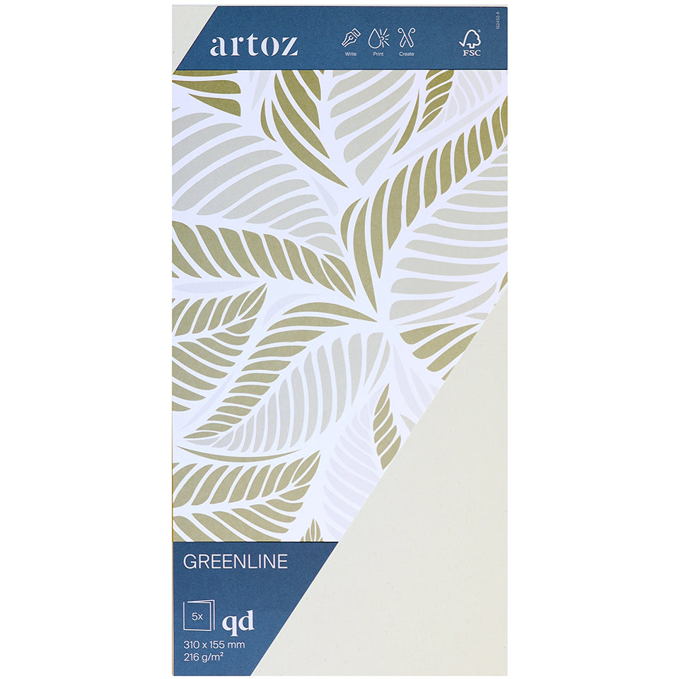 Artoz Klappkarten-Set – 310 × 160 mm, Karton 215 g/m², Greenline, tortilla – 5 Stk