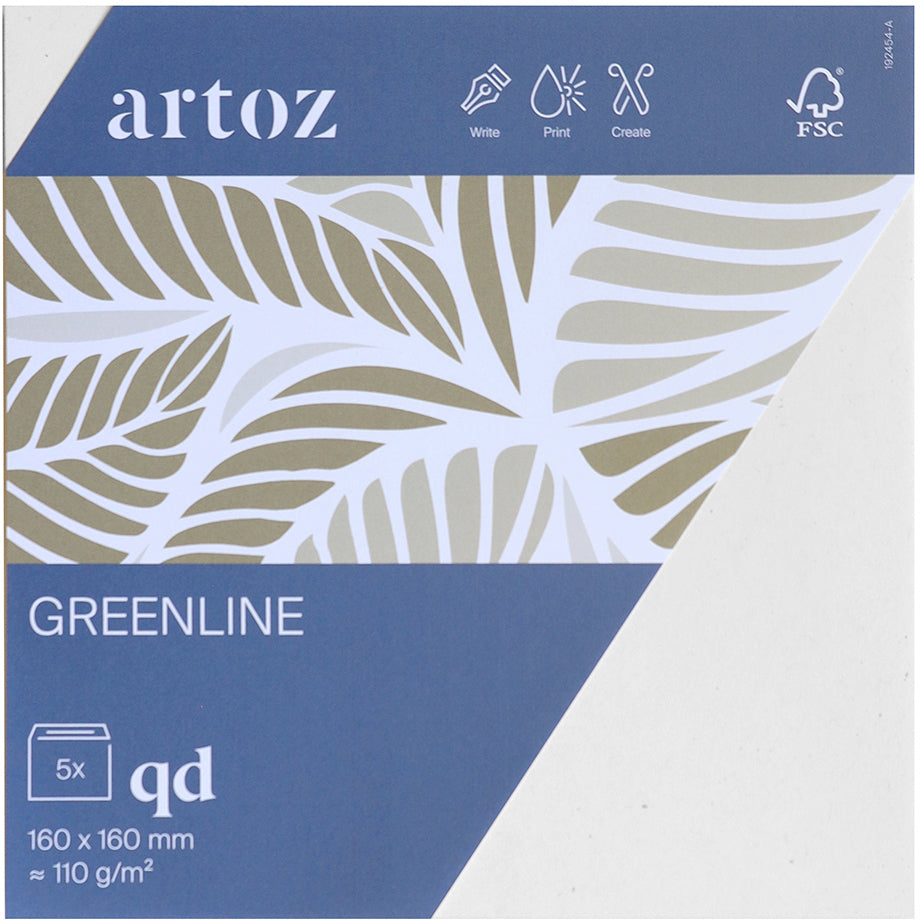 Artoz Umschlag 165 × 165 mm, Haftklappe, Birke, 120 g/m², Greenline – 5 Stk.