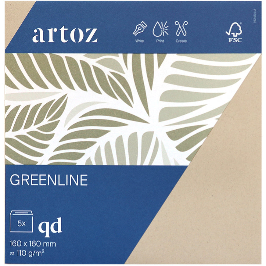 Artoz Couvert 160 × 160 mm, ohne Fenster, Haftklebung, grau, 120 g/m²