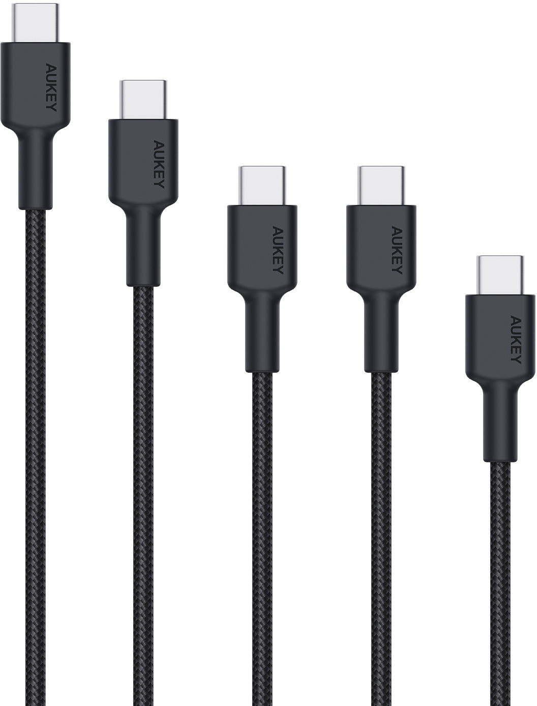 AUKEY USB-C auf USB-C Kabel – 0,5/1/2 m – Geflochten – für iPhone 15, Galaxy S24 und mehr – 5er-Set