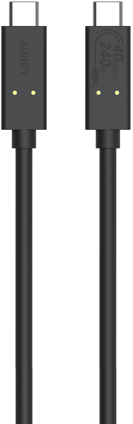 AUKEY USB-Kabel – USB-C zu USB-C – USB4 20 Gbit/s – 0,8 m – PD 240 W – USB‑IF zertifiziert – Schwarz