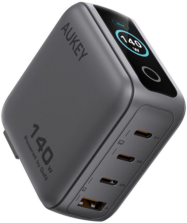AUKEY PA-B10U USB-Ladegerät 140 W – USB-C×3, USB-A×1 – PD 3.1, GaN, Display