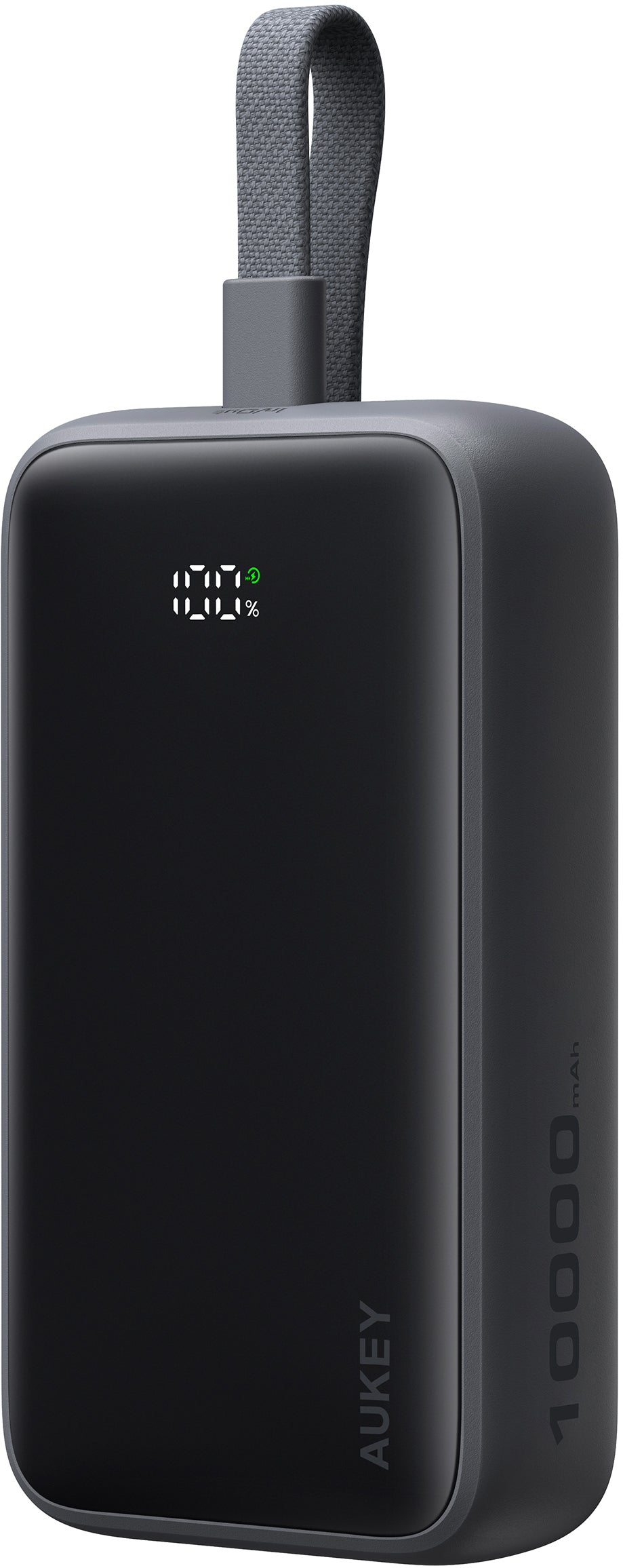 AUKEY Spark Sling Neo Powerbank 10'000 mAh – 30 W PD, 1× USB-C, 1× USB-A, integriertes Kabel, grau