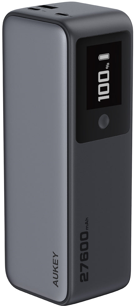 AUKEY Spark Mega Powerbank 27'600 mAh – 140 W PD, 2× USB-C, grau, für MacBook Pro 16", Laptop & Smartphone