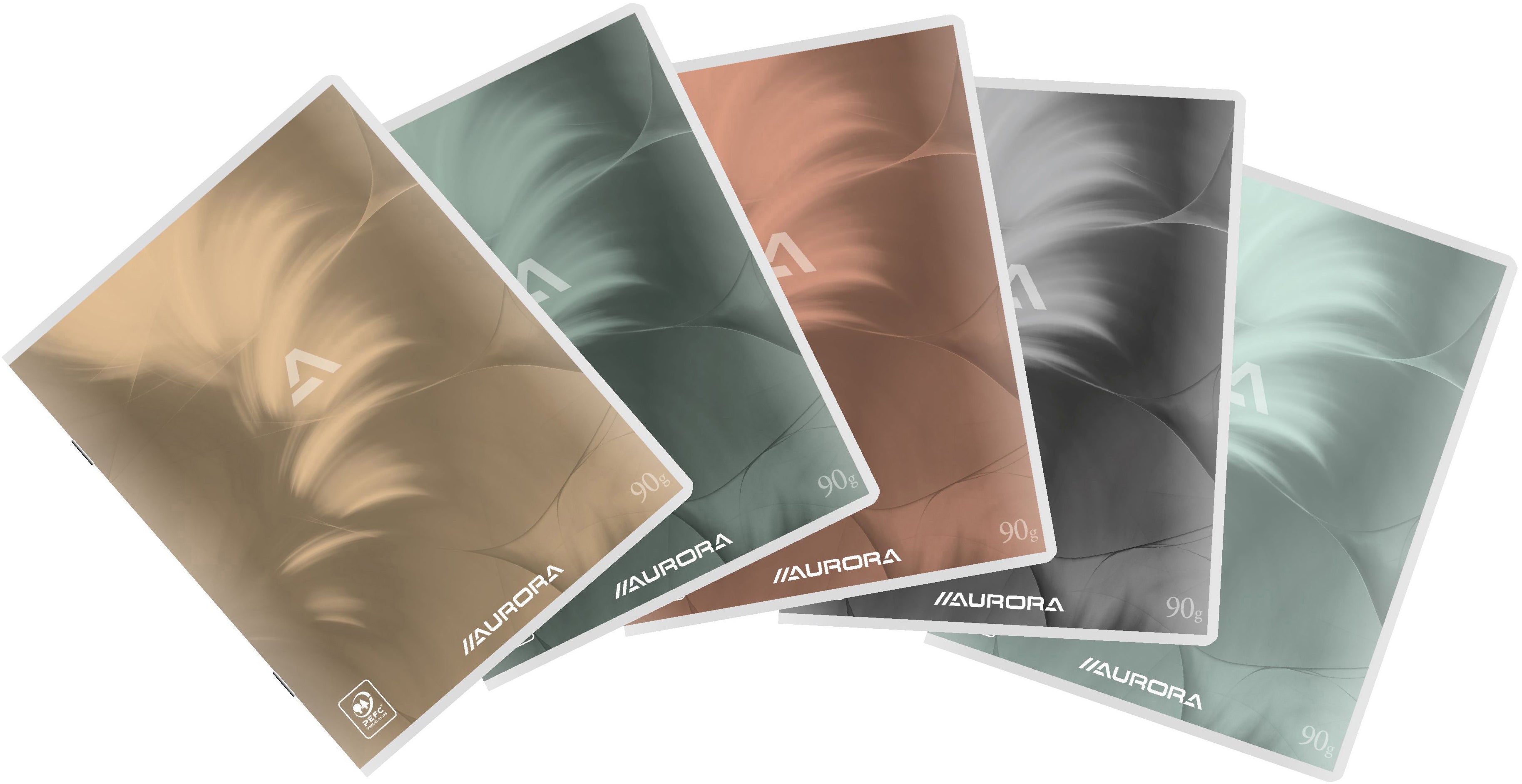 Aurora Notizbuch – A5 – kariert 10 mm – 72 Seiten – 90 g/m² – gebunden, roter Rand, assortiert