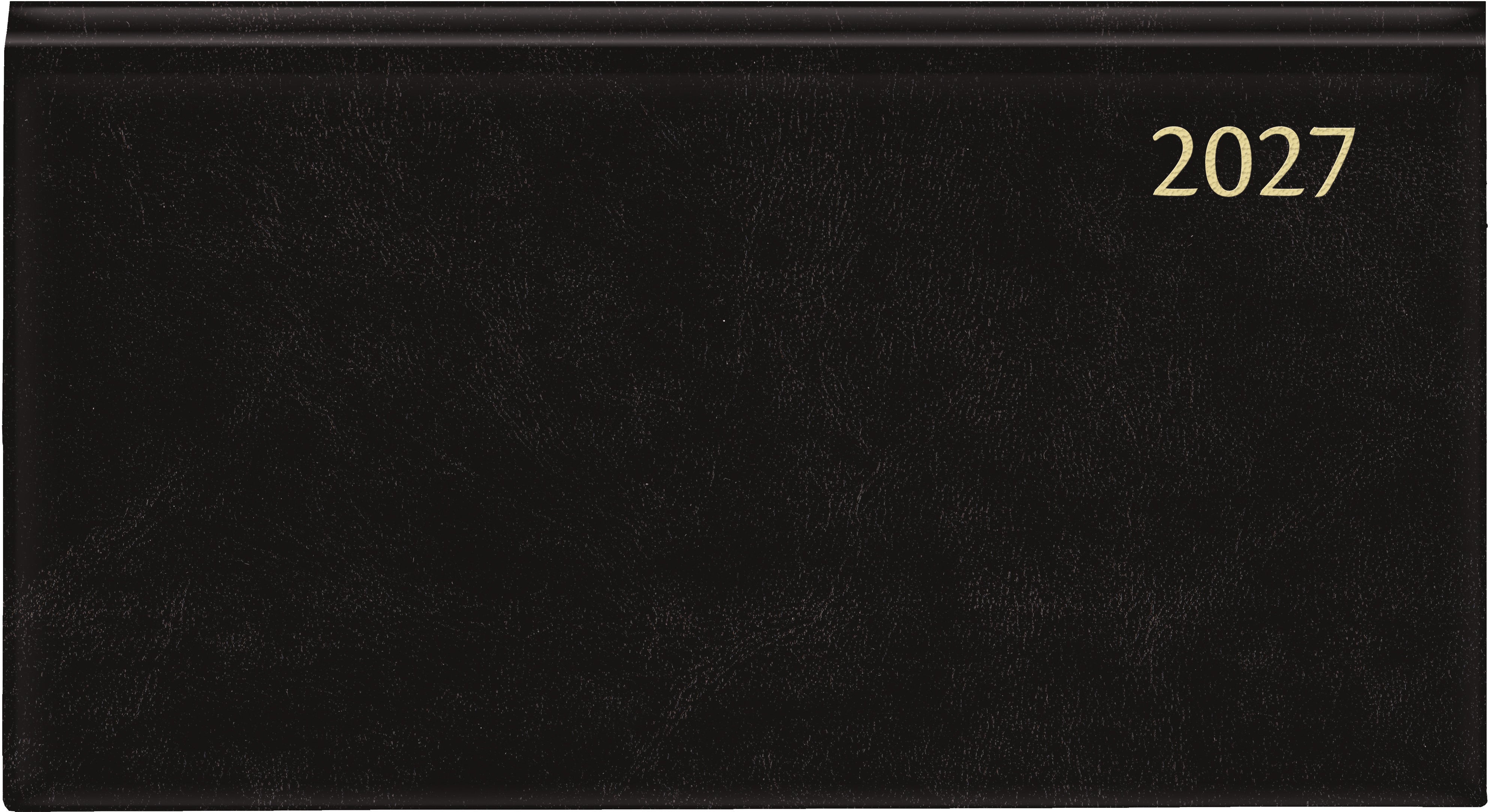 Aurora Novoplan Florence – Wochenagenda 2027, 1 Woche/2 Seiten, 9,5 × 17 cm, Kunstleder, Schwarz