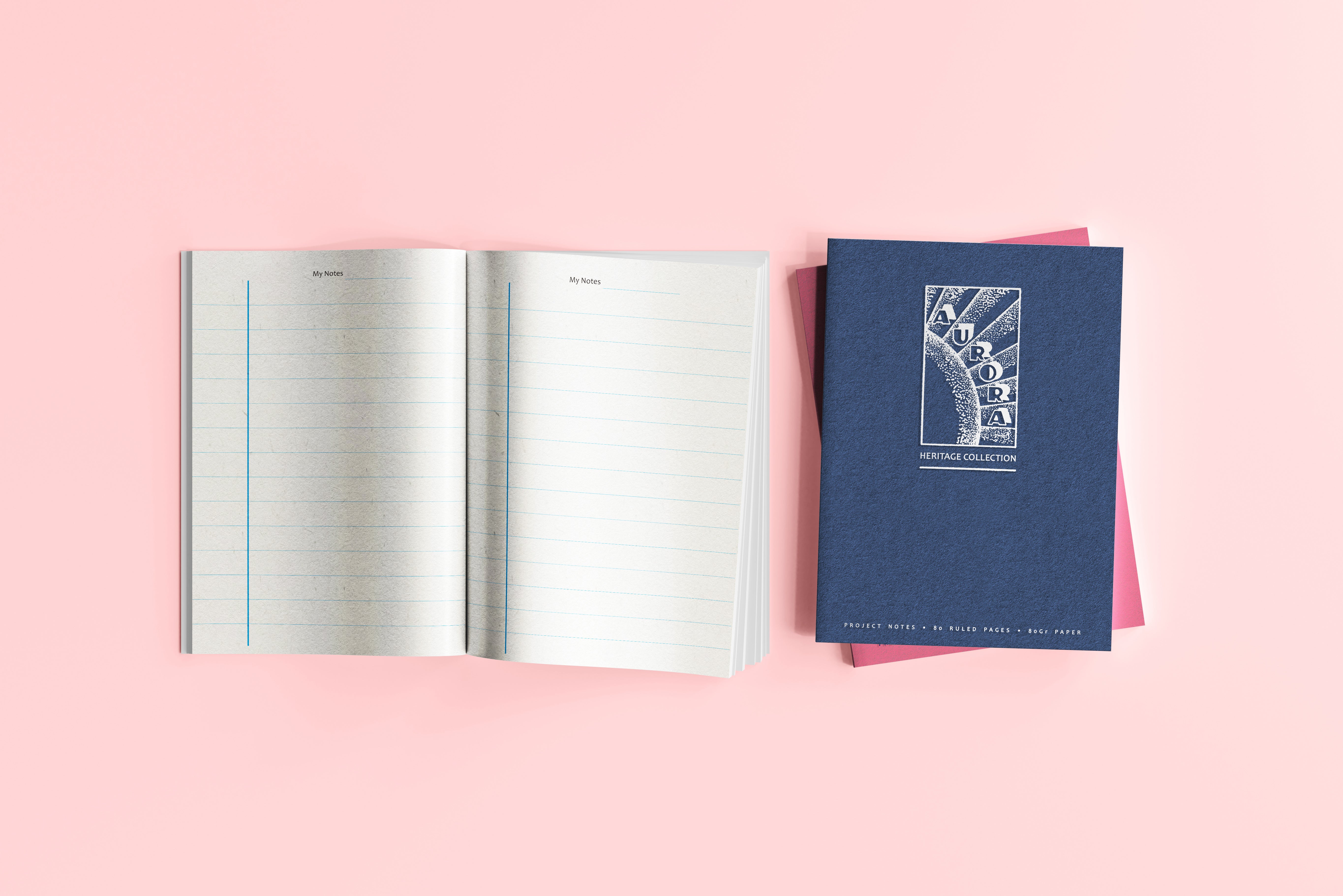 Aurora Heritage Notizbuch – A5 – liniert – 80 Seiten – blau