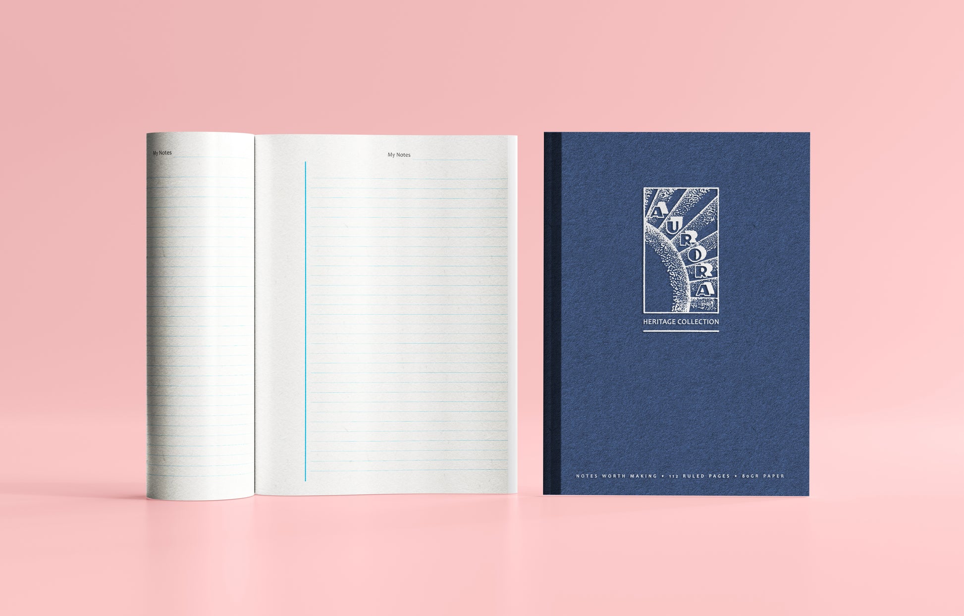 Aurora Heritage Notizbuch – 167 × 233 mm – liniert – 112 Seiten, blau