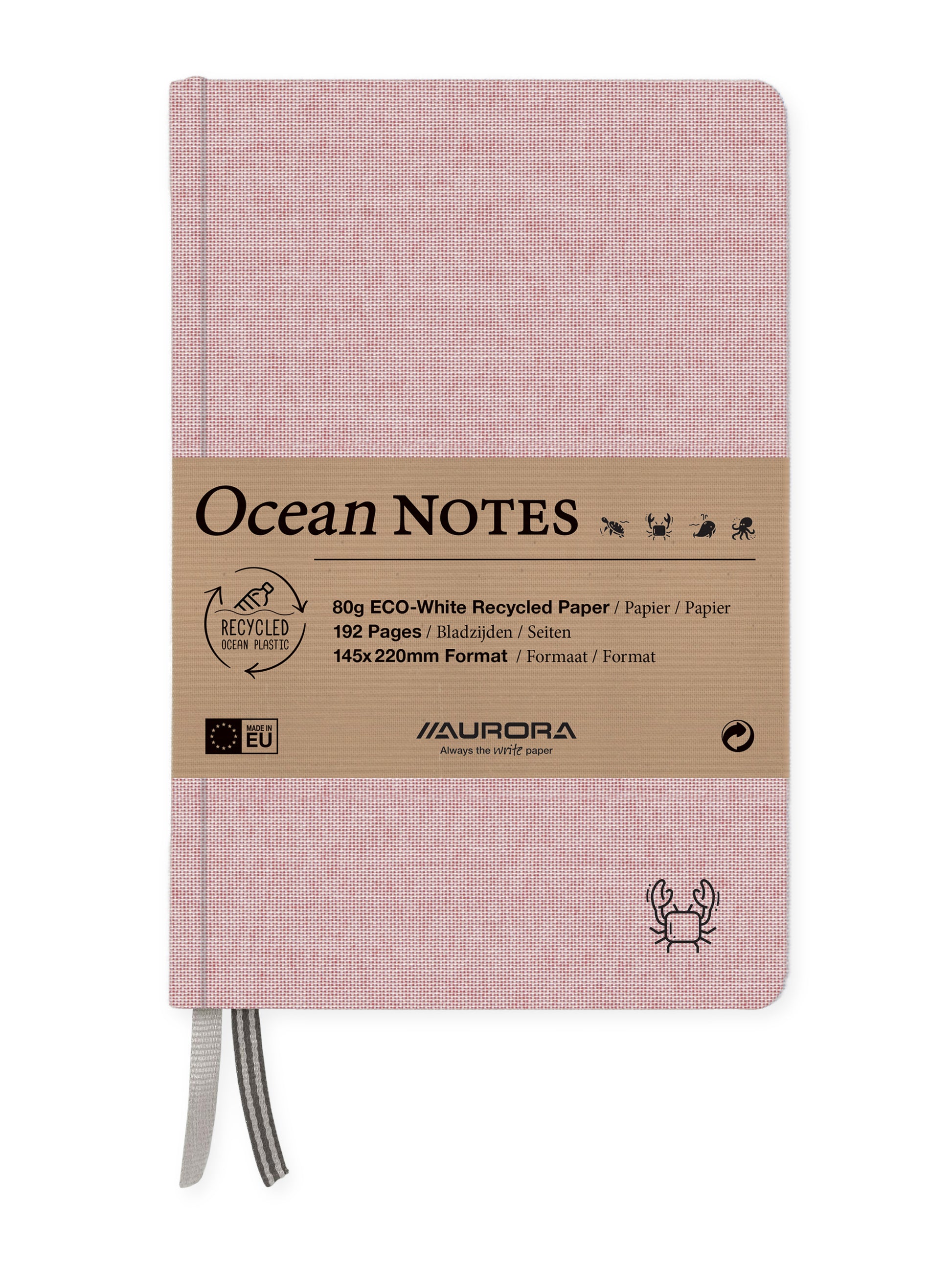 Aurora Ocean Notes Notizbuch – 145 × 220 mm – liniert – 192 Seiten – rot