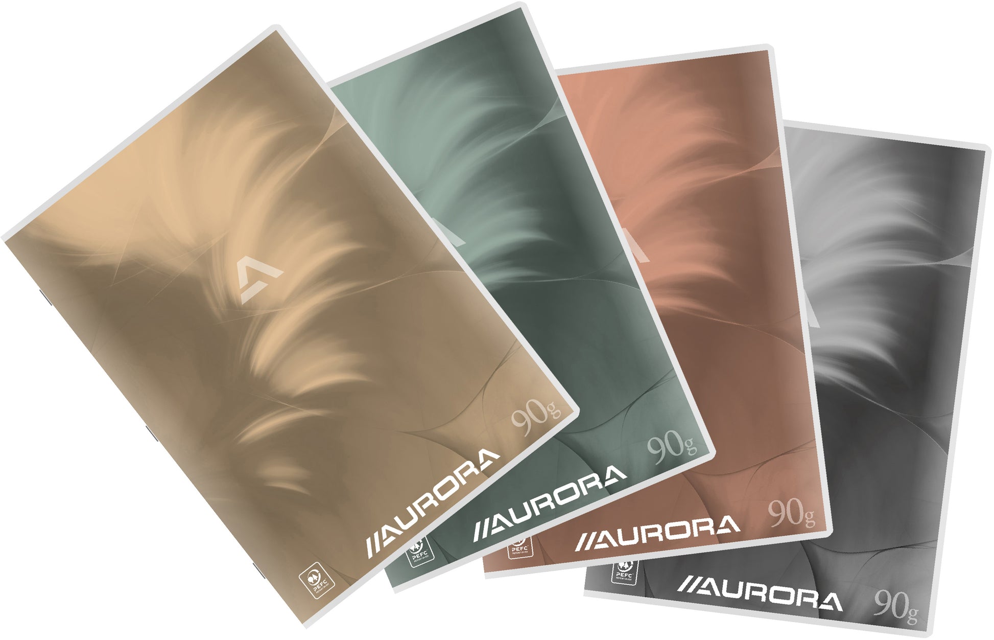 Aurora Notizbuch – A4 – kariert 10 mm – 120 Seiten – 90 g/m² – Softcover, blauer Rand, assortiert, PEFC