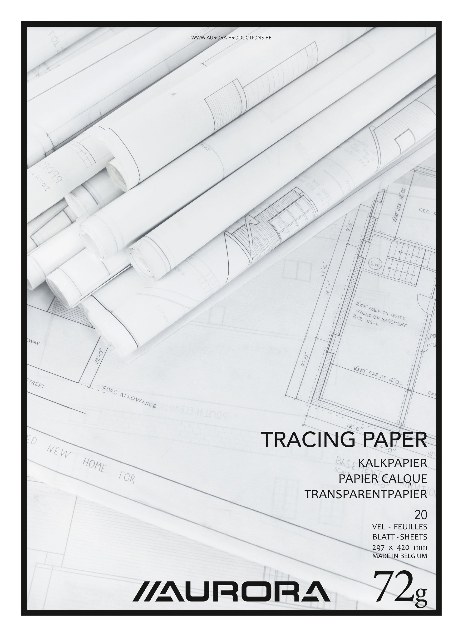 Aurora Transparentpapier-Block – A3, 75 g/m², 20 Blatt